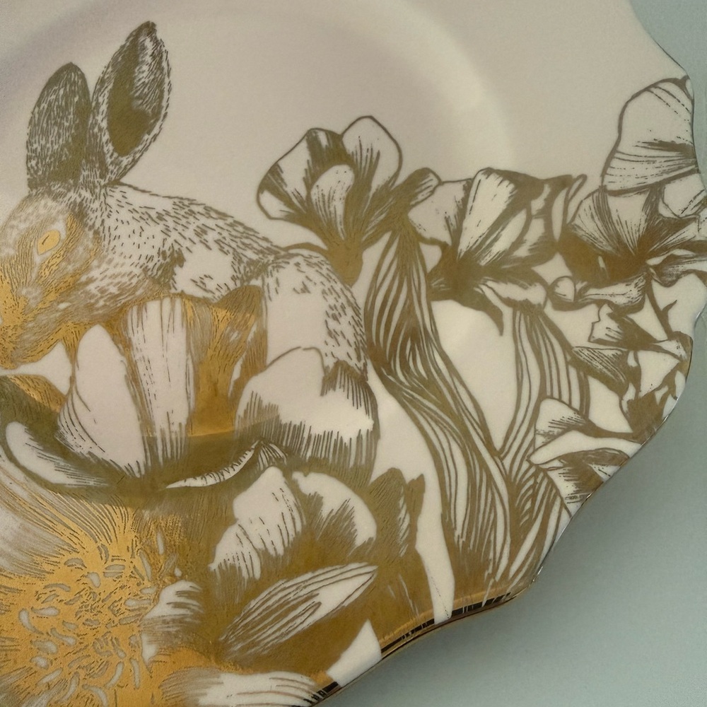 Floral Decorative 222 Fifth Garden Playtime Gold And Pink Porcelain
Plate. 8.5” - Picture 3 of 6